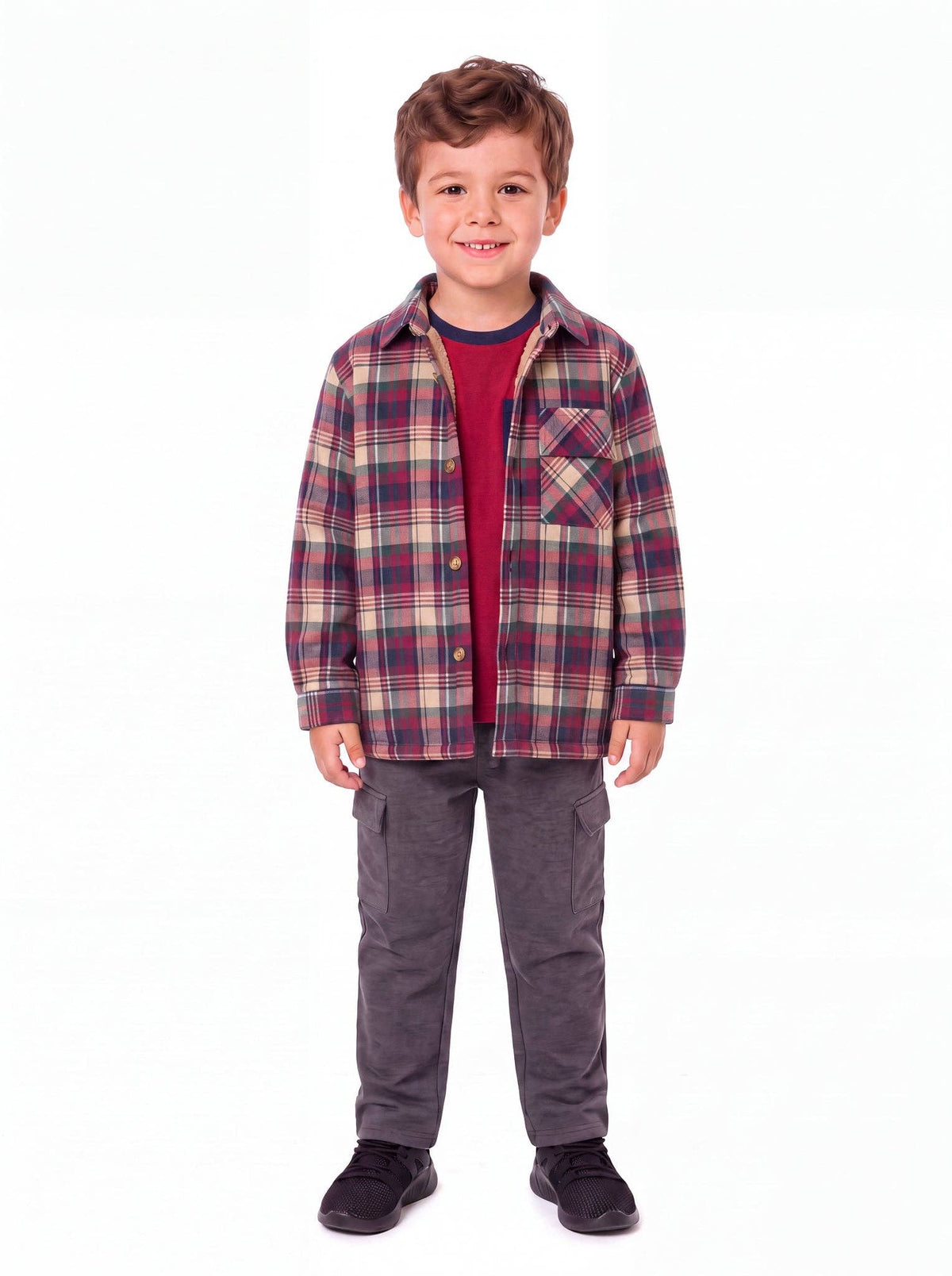 Maroon Plaid Sherpa-Lined Flannel Buttondown | Andy & Evan
