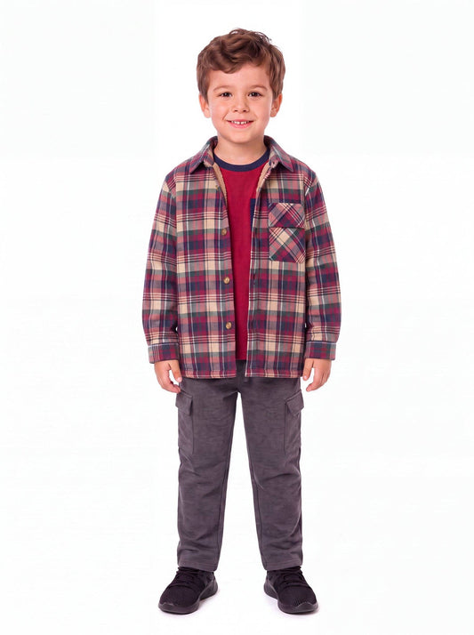 Maroon Plaid Sherpa-Lined Flannel Buttondown | Andy & Evan