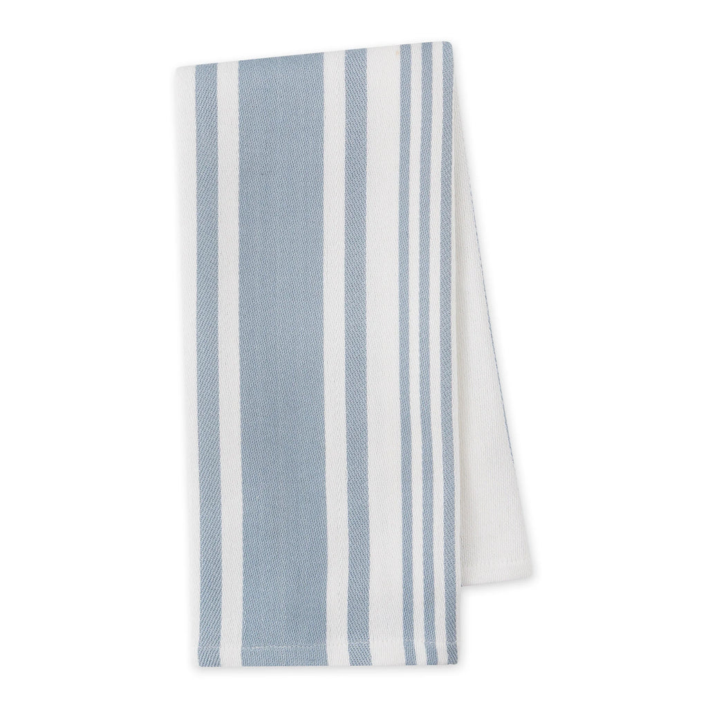 Dusty Blue Satin Twill Stripe Dishtowel | Design Imports