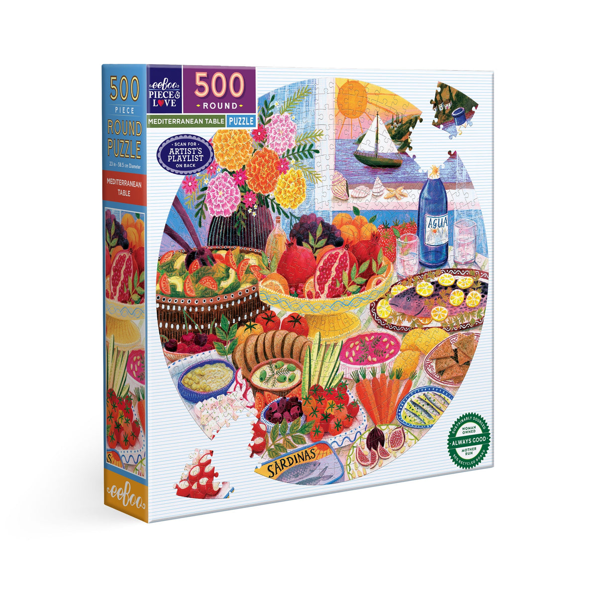 Mediterranean Table Round Puzzle (500pc) | Eeboo