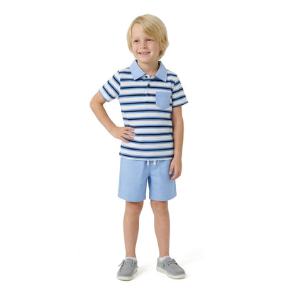 Navy Stripe Polo & Shorts Set | Andy & Evan
