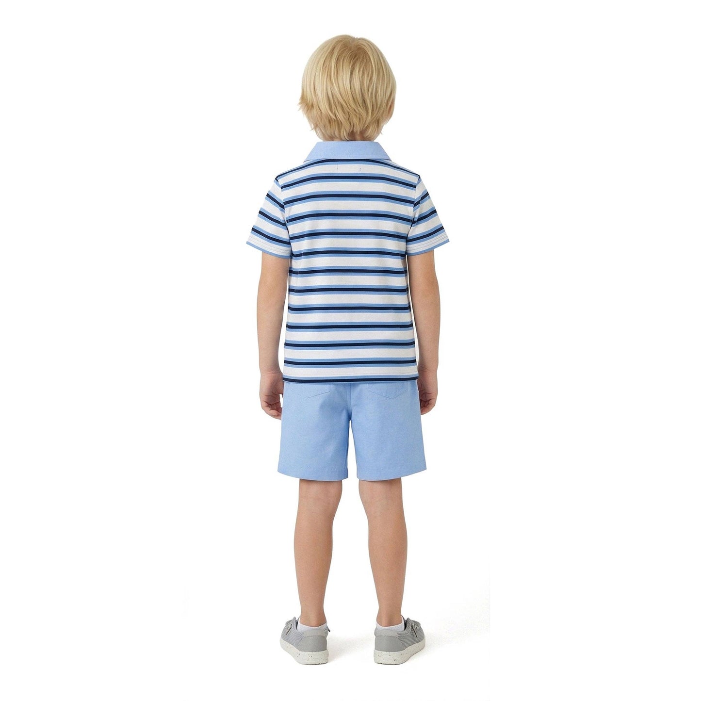 Navy Stripe Polo & Shorts Set | Andy & Evan