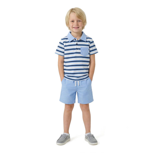 Navy Stripe Polo & Shorts Set | Andy & Evan