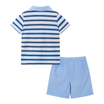 Navy Stripe Polo & Shorts Set | Andy & Evan