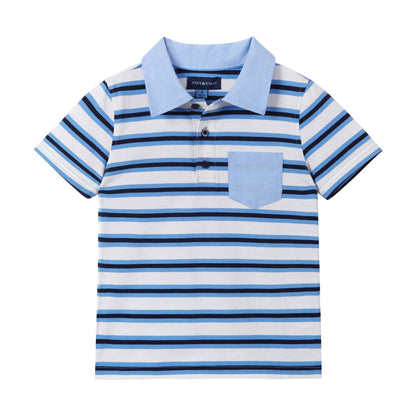 Navy Stripe Polo & Shorts Set | Andy & Evan