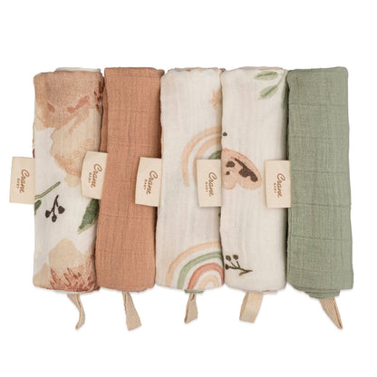 Parker Pink Floral 5-pc. Baby Wash Cloth Set | Crane Baby
