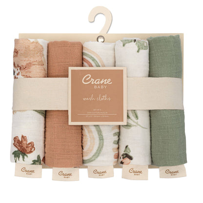 Parker Pink Floral 5-pc. Baby Wash Cloth Set | Crane Baby