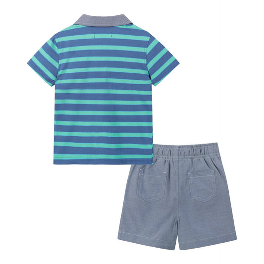 Blue Stripe Pique Polo Set | Andy & Evan