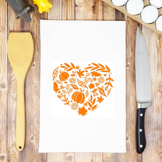 Pumpkin Heart Flour Sack Towel | Green Bee Towels