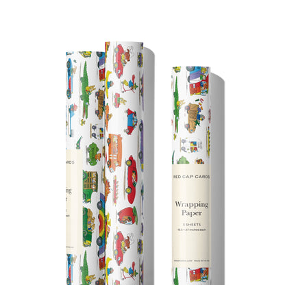 Richard Scarry Busytown Cars Wrapping Paper | Red Cap Cards