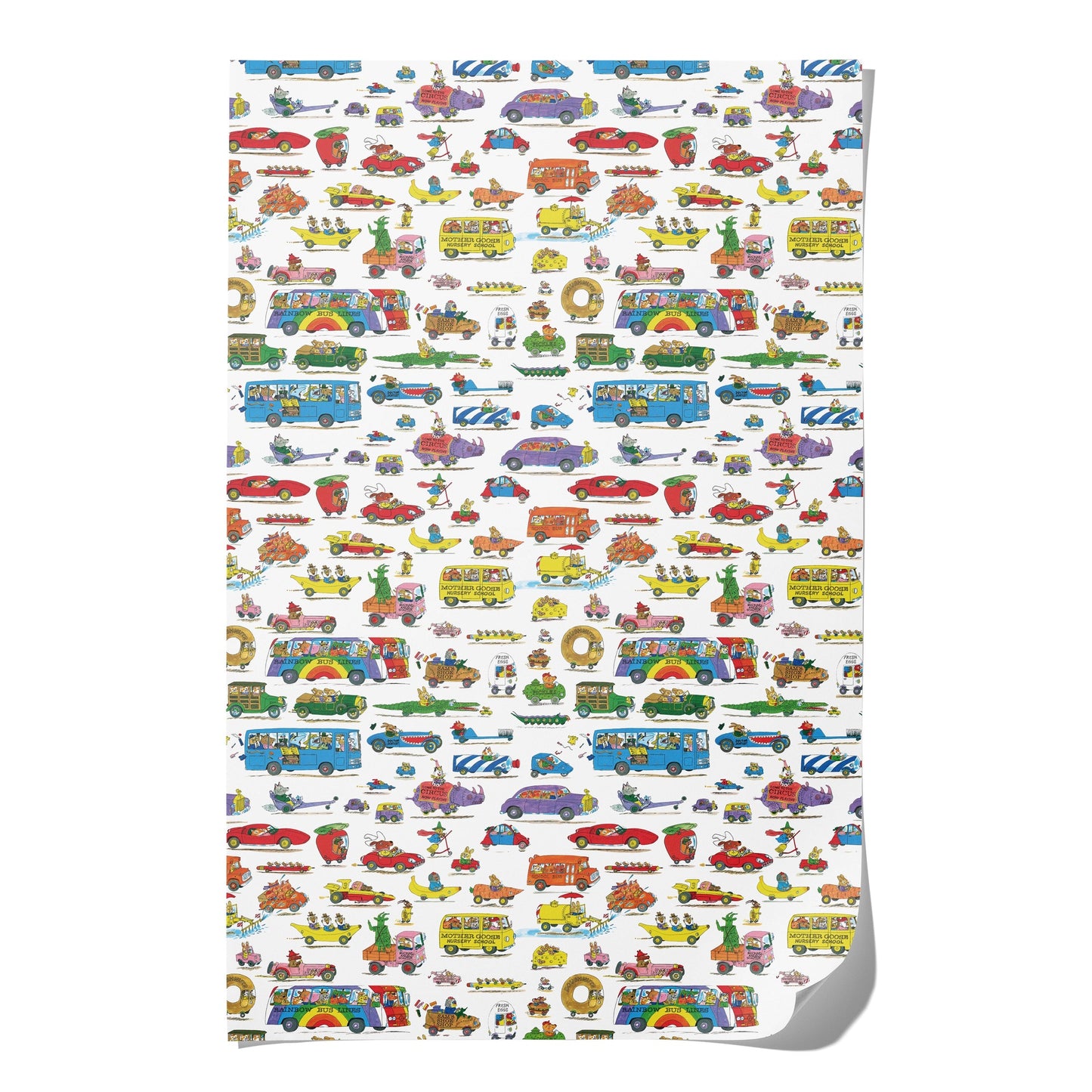 Richard Scarry Busytown Cars Wrapping Paper | Red Cap Cards