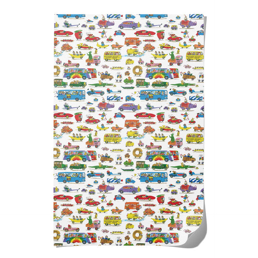 Richard Scarry Busytown Cars Wrapping Paper | Red Cap Cards