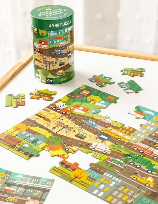 Spot the Difference Puzzle: Roads and Rails | Petit Collage
