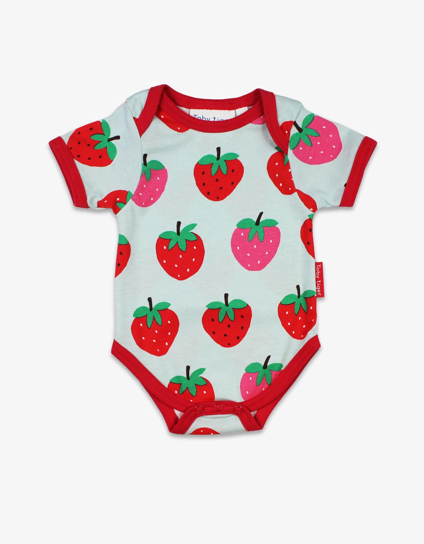 Organic Cotton Bodysuit - Strawberry Print | Toby Tiger