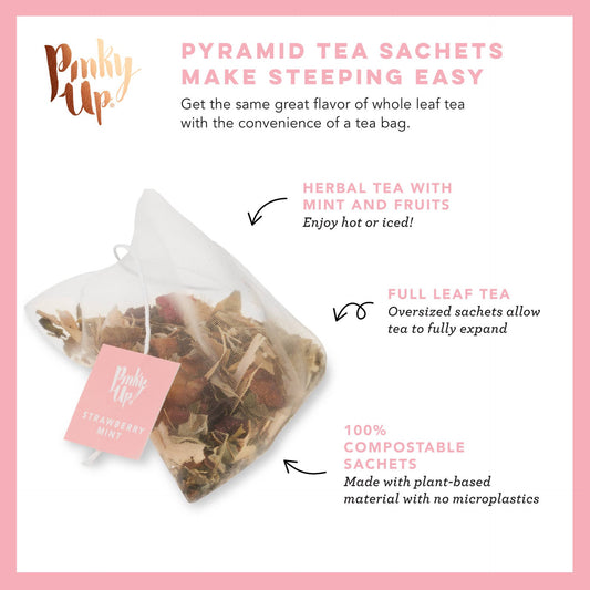 Strawberry Mint Herbal Tea Sachets | Pinky Up