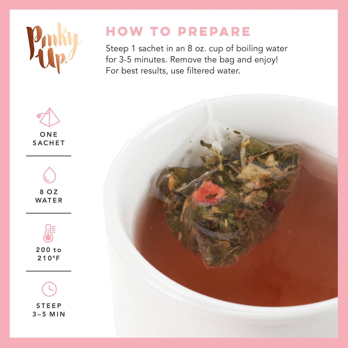 Strawberry Mint Herbal Tea Sachets | Pinky Up