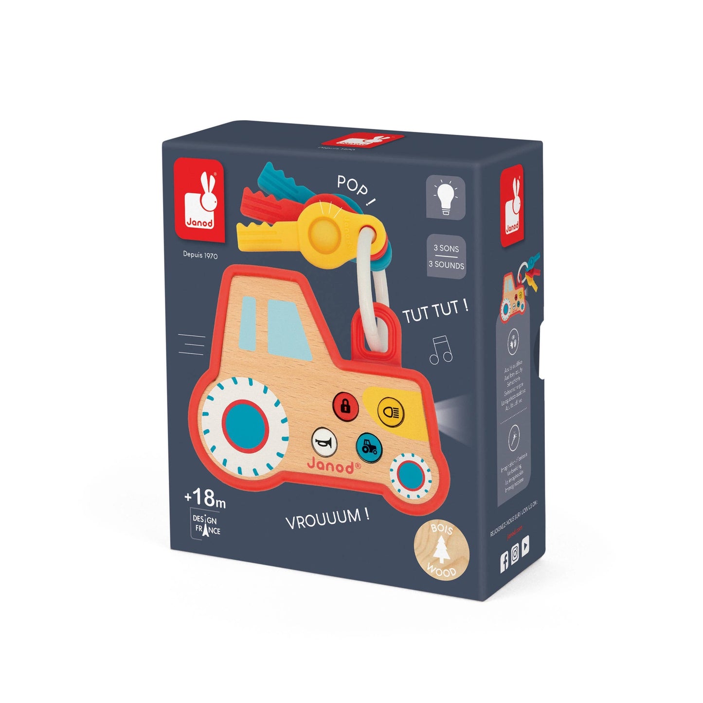 Farm Sounds & LED Tractor Key Ring | Janod