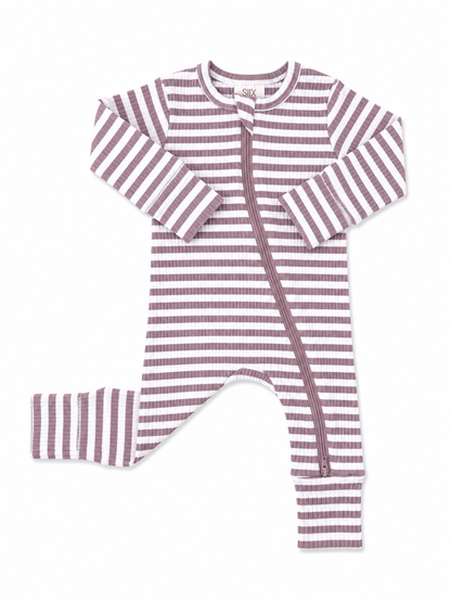 Violet Stripe 2-Way Zip Romper | Siix Collection