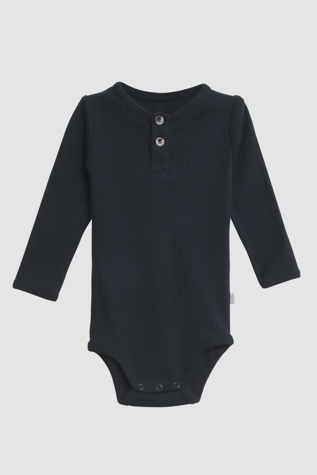 Navy Blue Long Sleeve Henley Bodysuit | Wheat