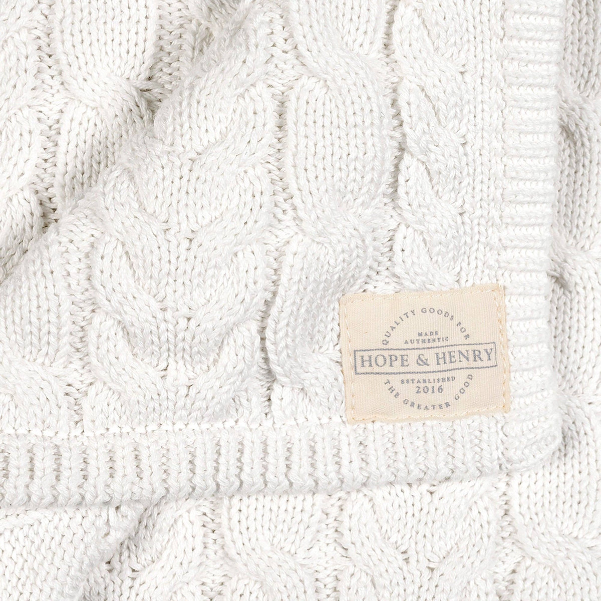 White Organic Cable Knit Blanket | Hope & Henry
