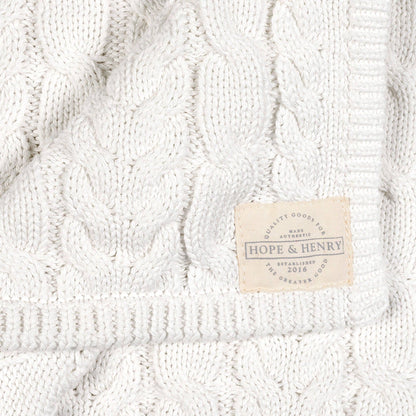 White Organic Cable Knit Blanket | Hope & Henry