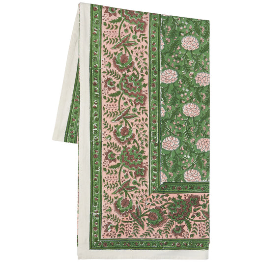 Block Print Peony Tablecloth | Danica Heirloom
