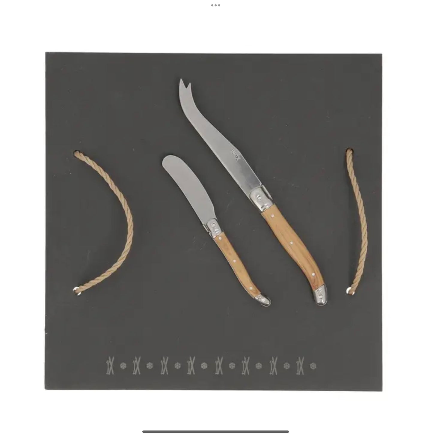 Ski Engraved Slate Cheese Board with Knives | Créations Léonie’s France