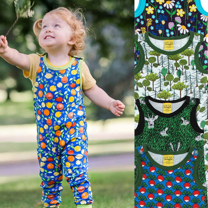 Organic Cotton Dungarees (Various Prints) | DUNS Sweden