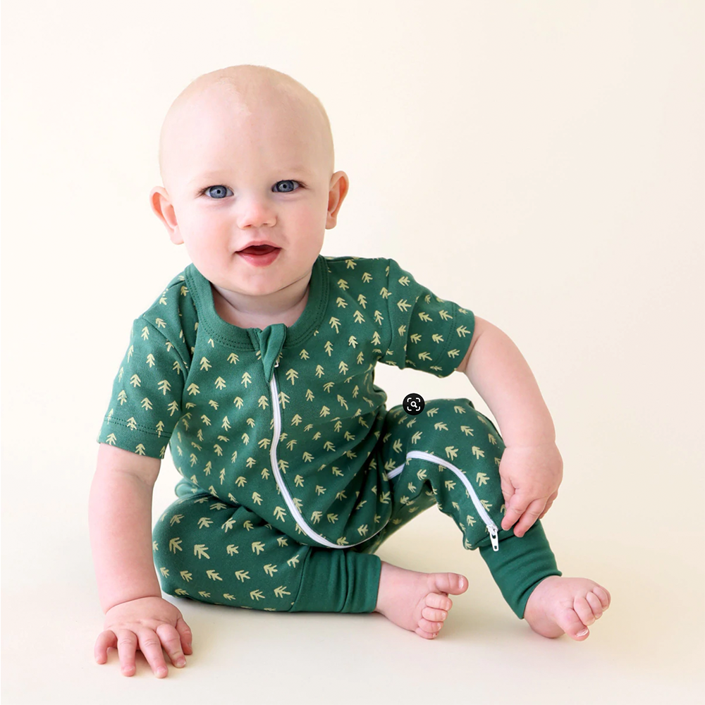 Short Sleeve Zip Romper Various Prints Parade Organics