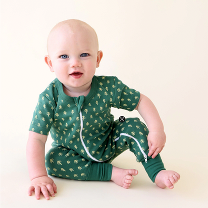 Short Sleeve Zip Romper (Various Prints) | Parade Organics