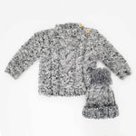 Grey Tweed Button Shoulder Sweater (2-3y) | Huggalugs